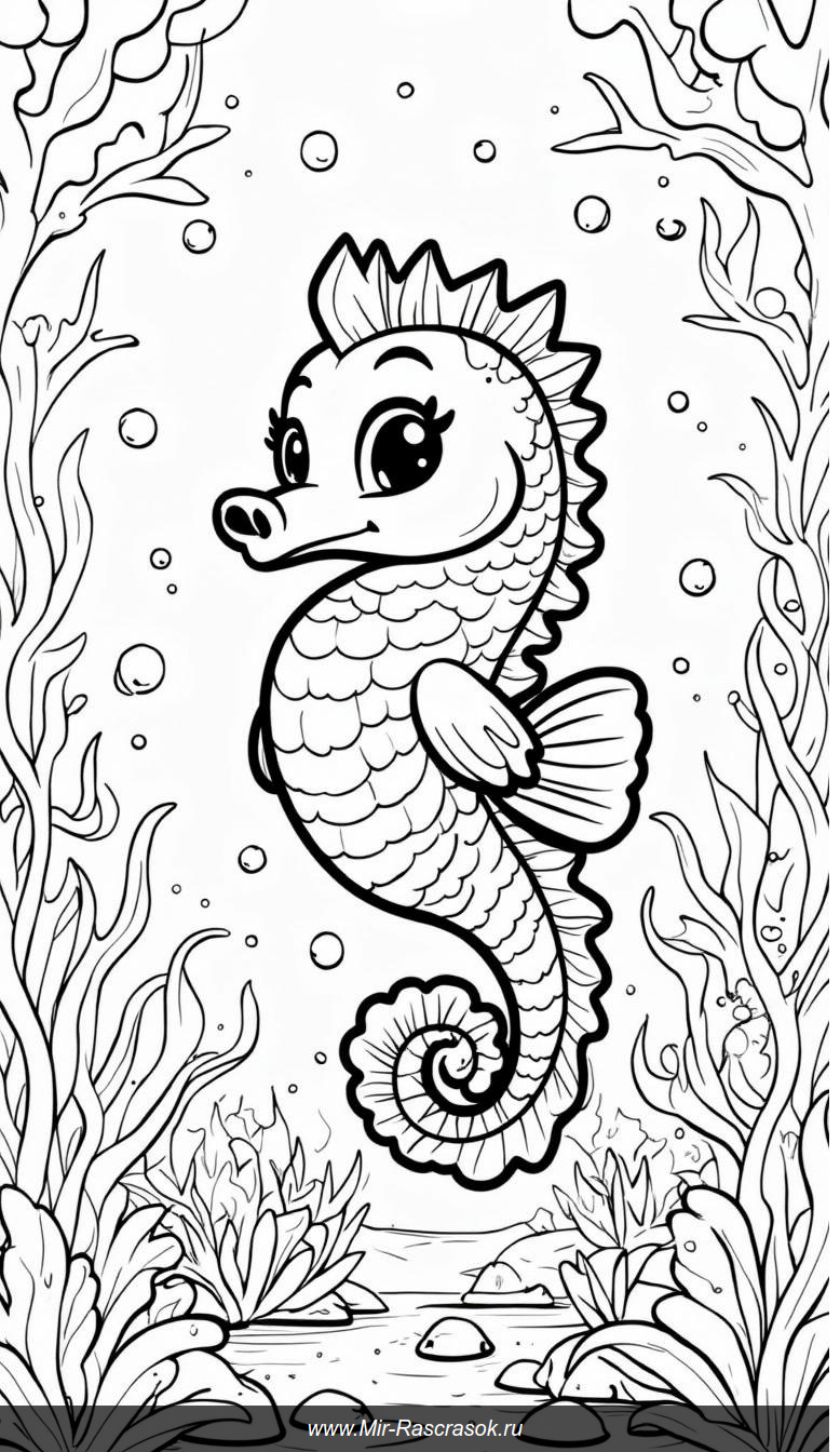 Морской конёк в красочном коралловом рифе