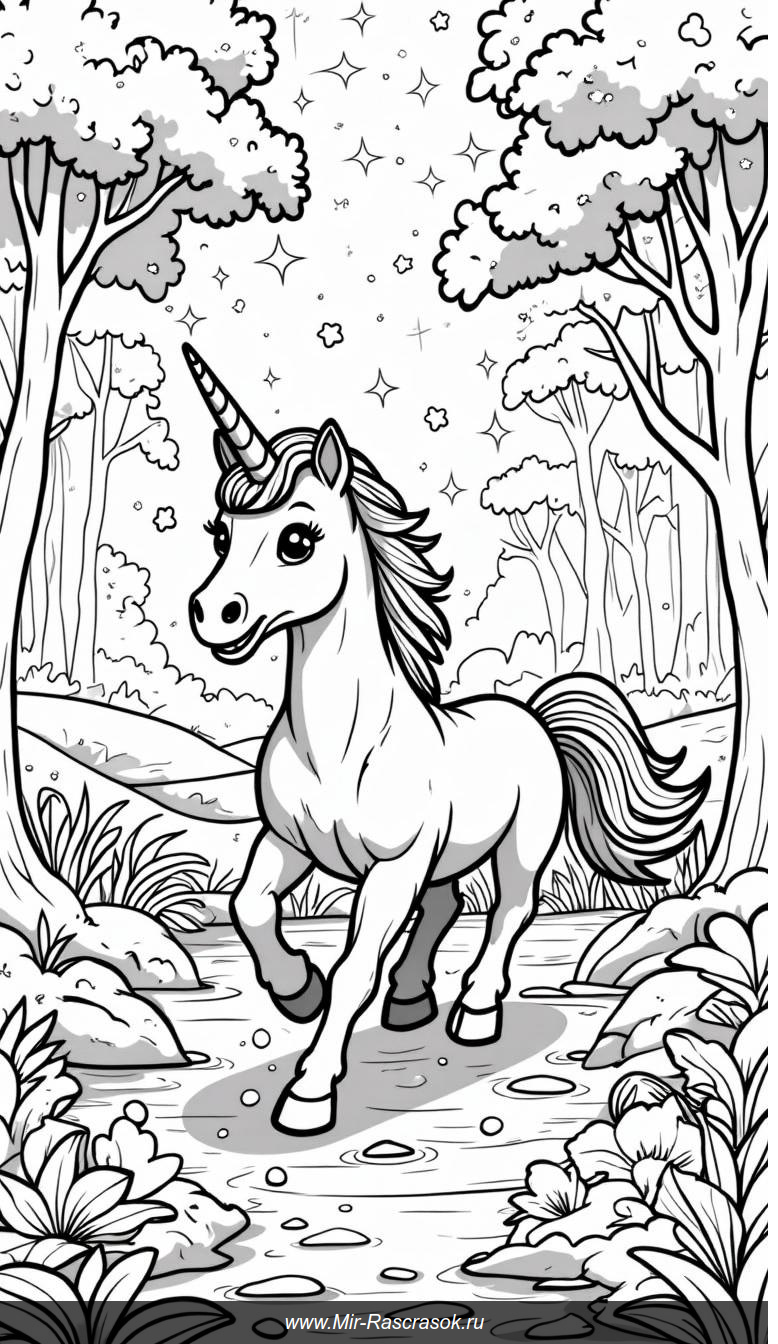 Волшебное приключение единорога в сказочном лесу