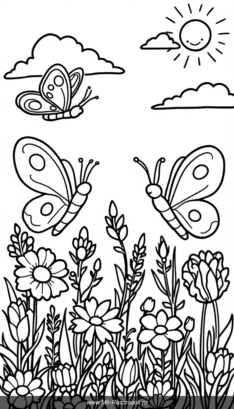 Веселые простые бабочки ждут тебя в нашей раскраске 🦋 Легкие контуры и добрые узоры делают процесс раскрашивания увлекательным для детей любого возраста 🌸 Развивай творческие навыки и наслаждайся веселым временем с нашей детской раскраской с бабочками 🖍️🌞