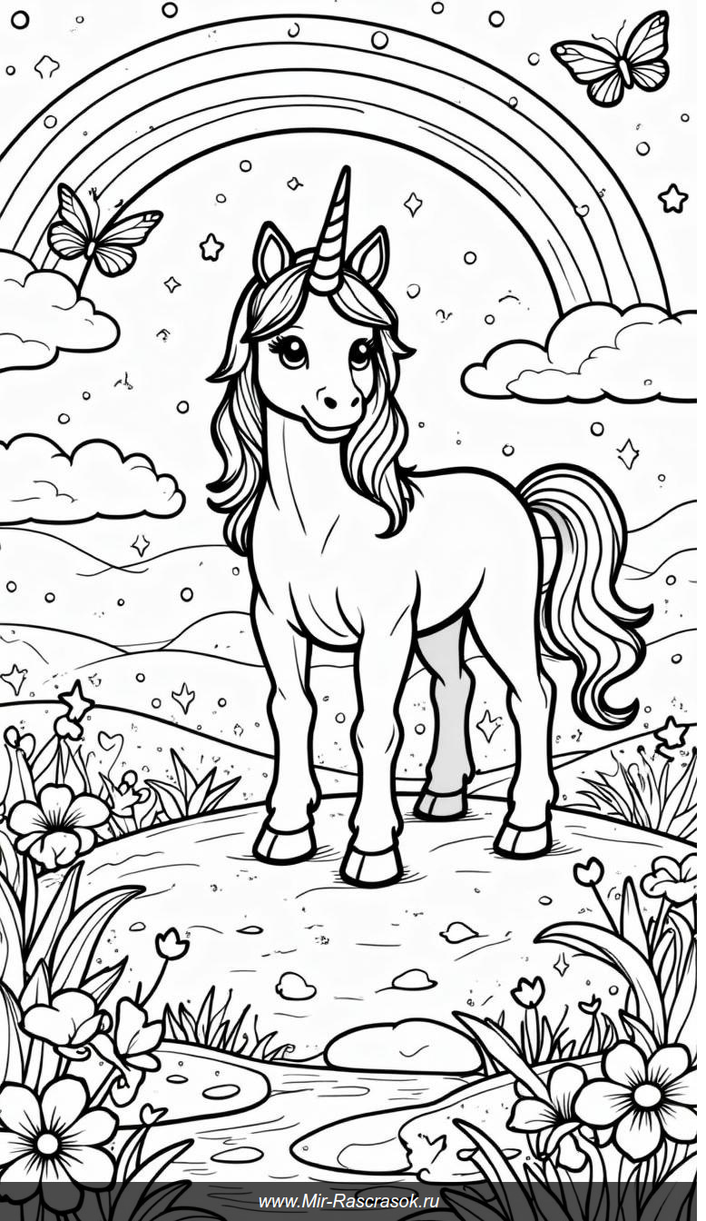 Вдохновляющий мир единорогов и творчества в раскраске