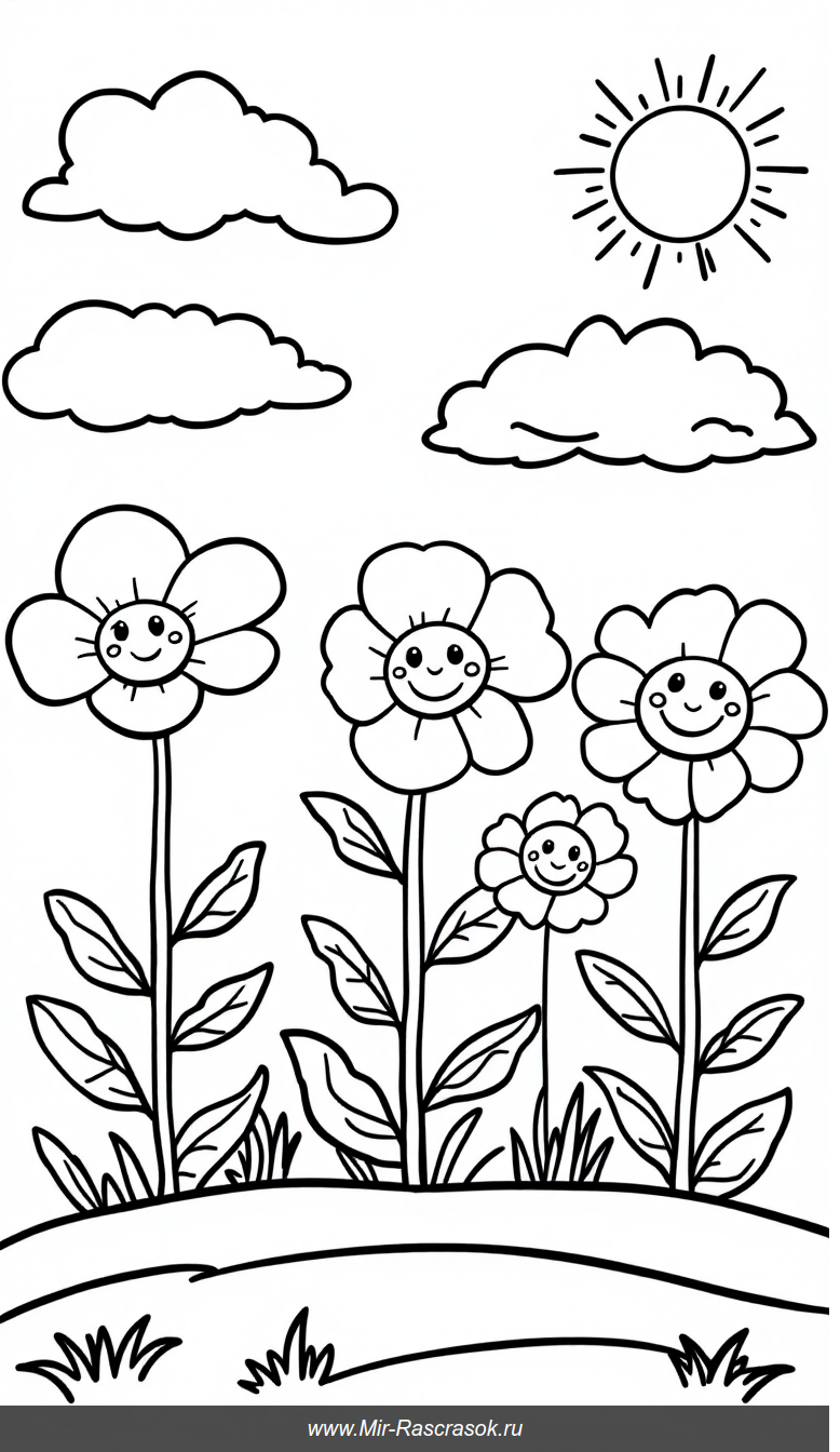 Веселый сад для малышей раскрась и улыбнись