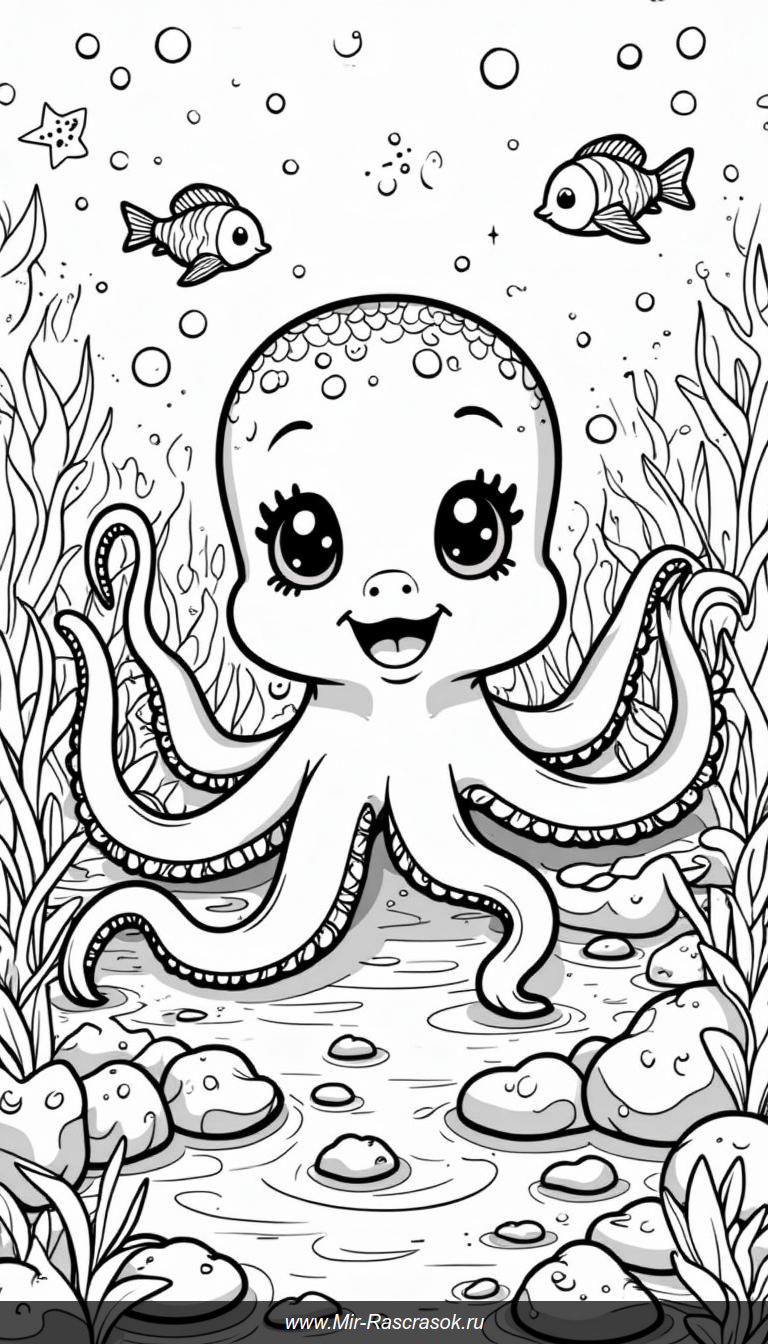 Дружелюбный осьминог и его подводные друзья
