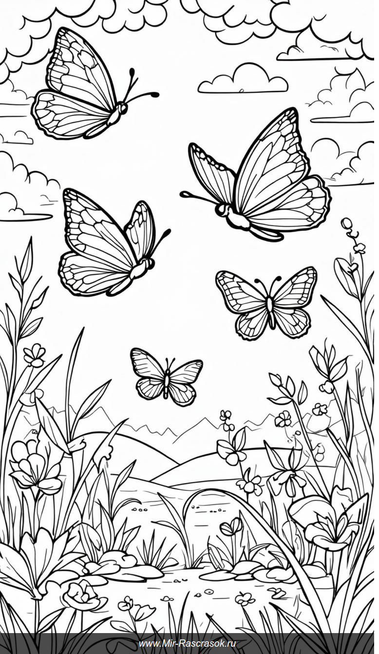 Раскрасьте уникальные бабочки в волшебном саду