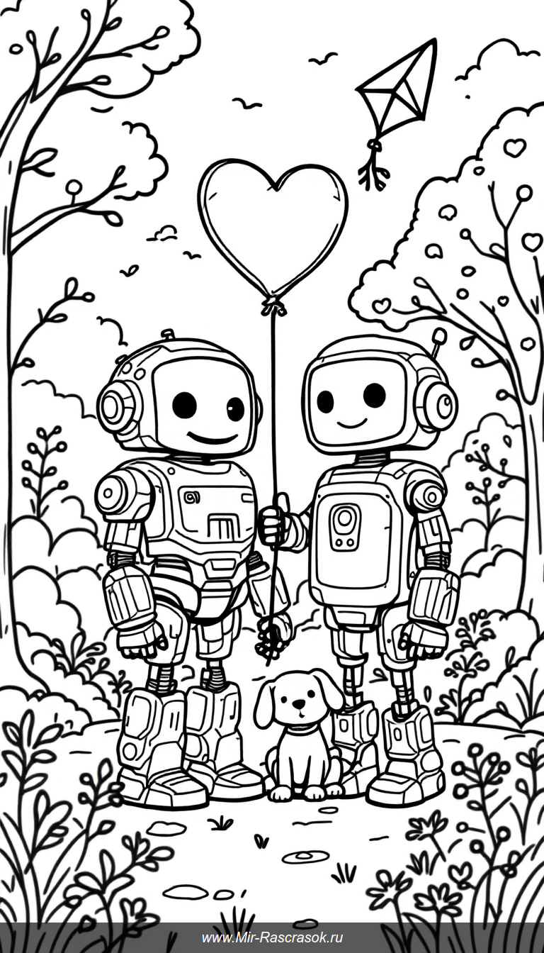 Милые роботы для раскраски