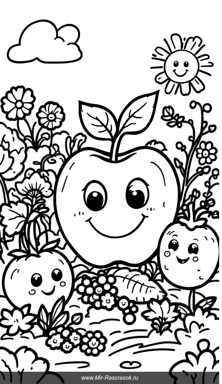 Дружелюбные садовые герои раскраски для детей