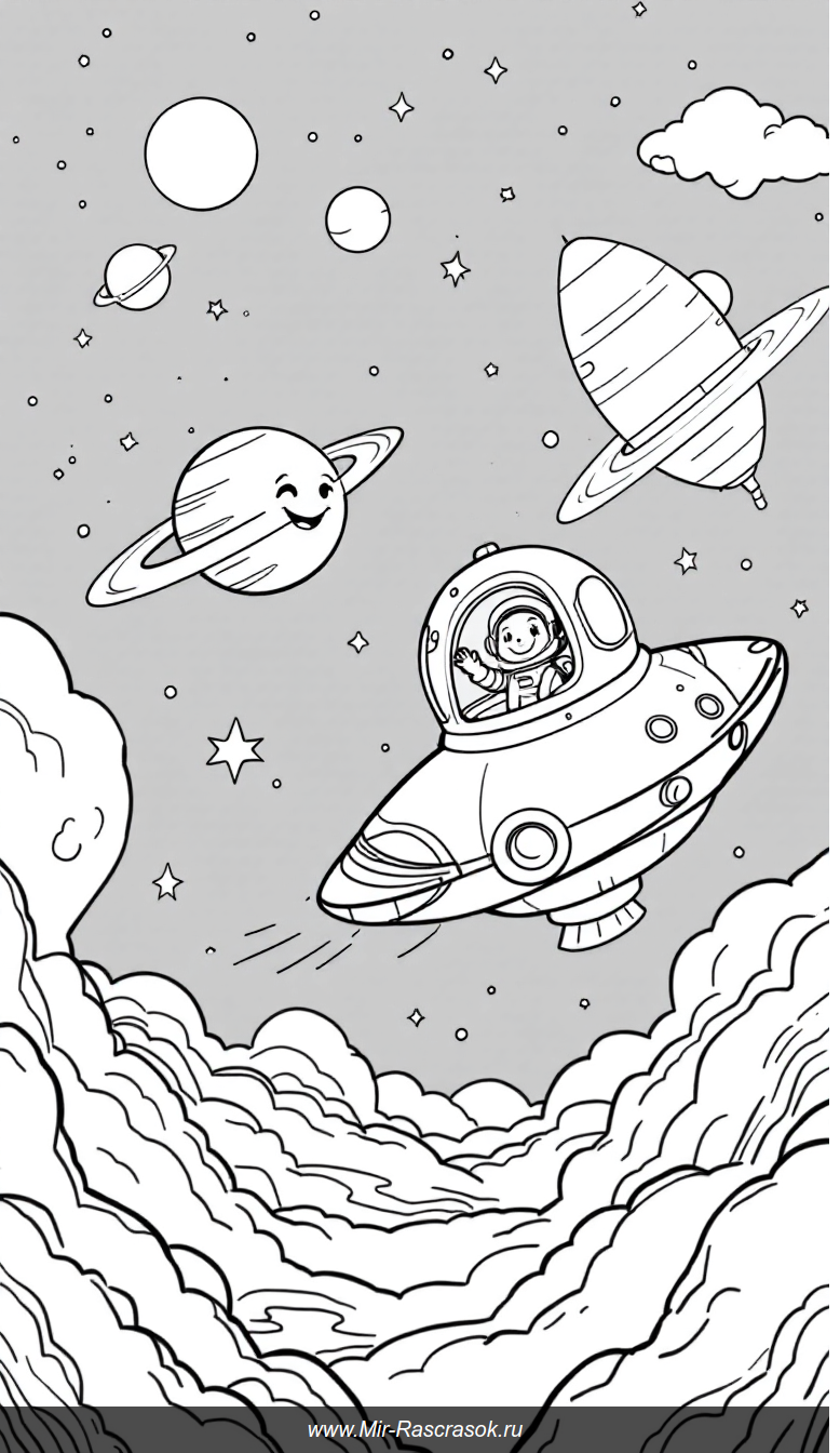 Веселая космическая раскраска для маленьких исследователей