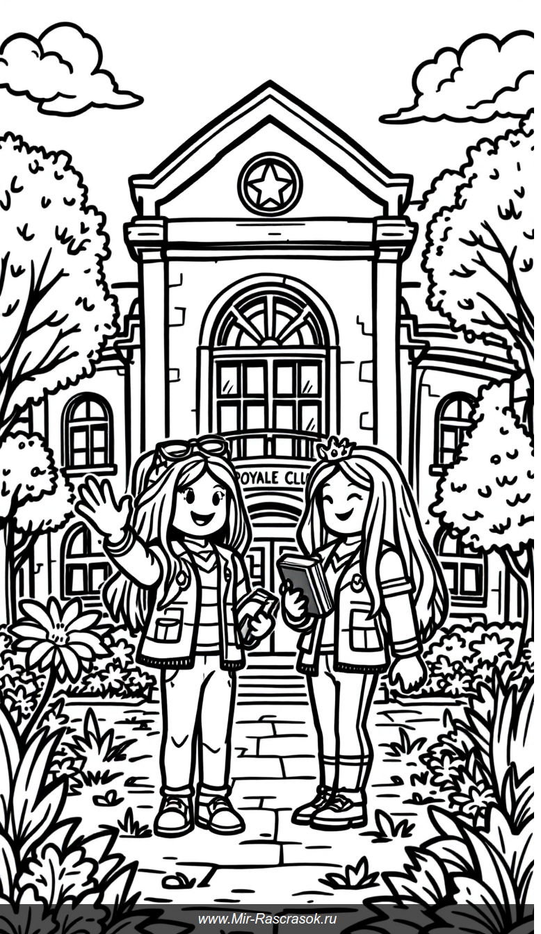 Веселая раскраска Royale High School Roblox для детей