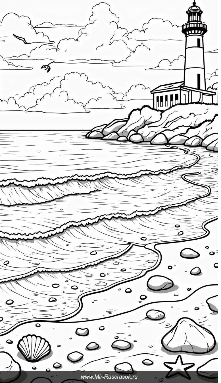 Расслабляющий океан: раскраска природы и морских обитателей