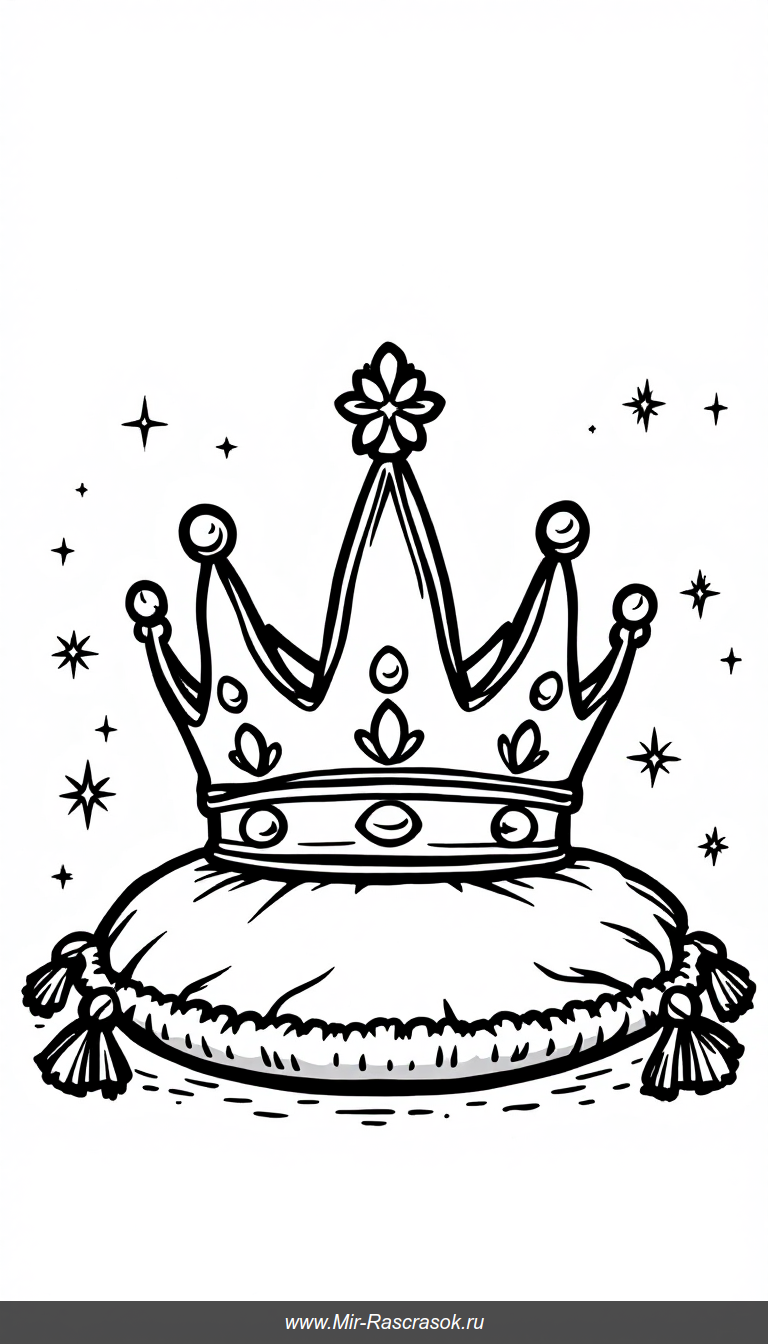Корона на мягкой подушке для детской раскраски