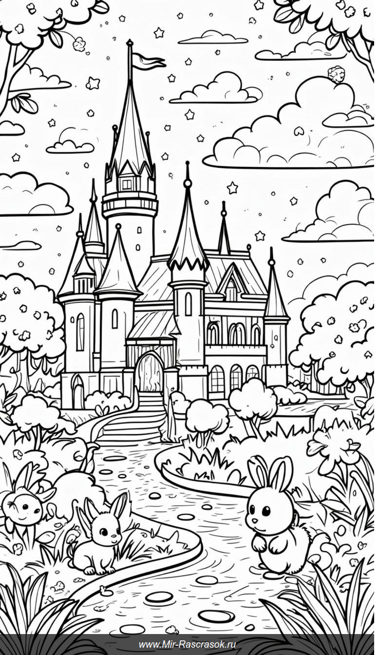 Волшебный мир раскраски замков и звездных мечт