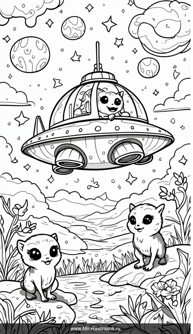 Цветное путешествие: раскрась инопланетный мир с пришельцами