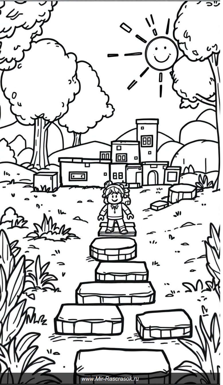 Весёлое приключение Roblox Обби для раскрашивания детей