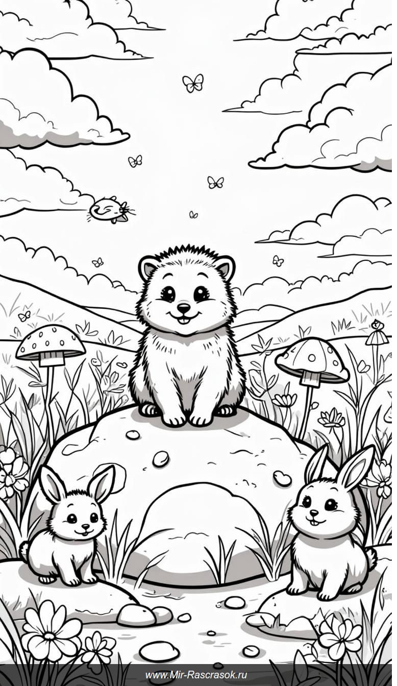 Веселая сказка о ежике и его друзей на красках природы