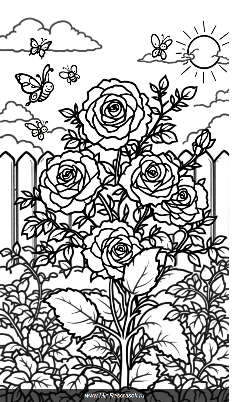 Раскраска с садом роз для детей радость творчества и красок