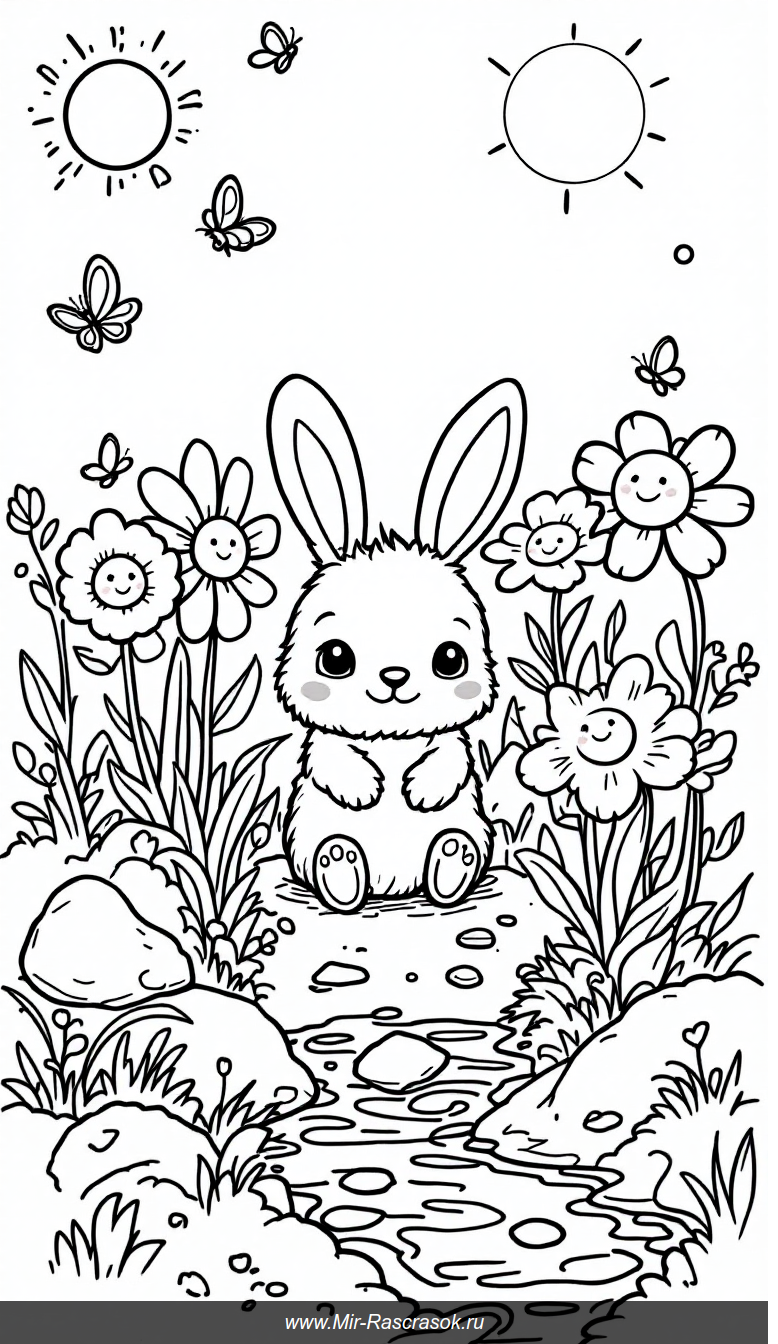 Веселая раскраска с Лабубу в волшебном саду для детей