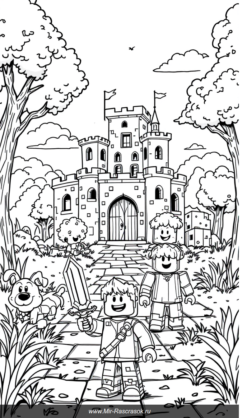 Веселое приключение в Roblox для раскрашивания детям