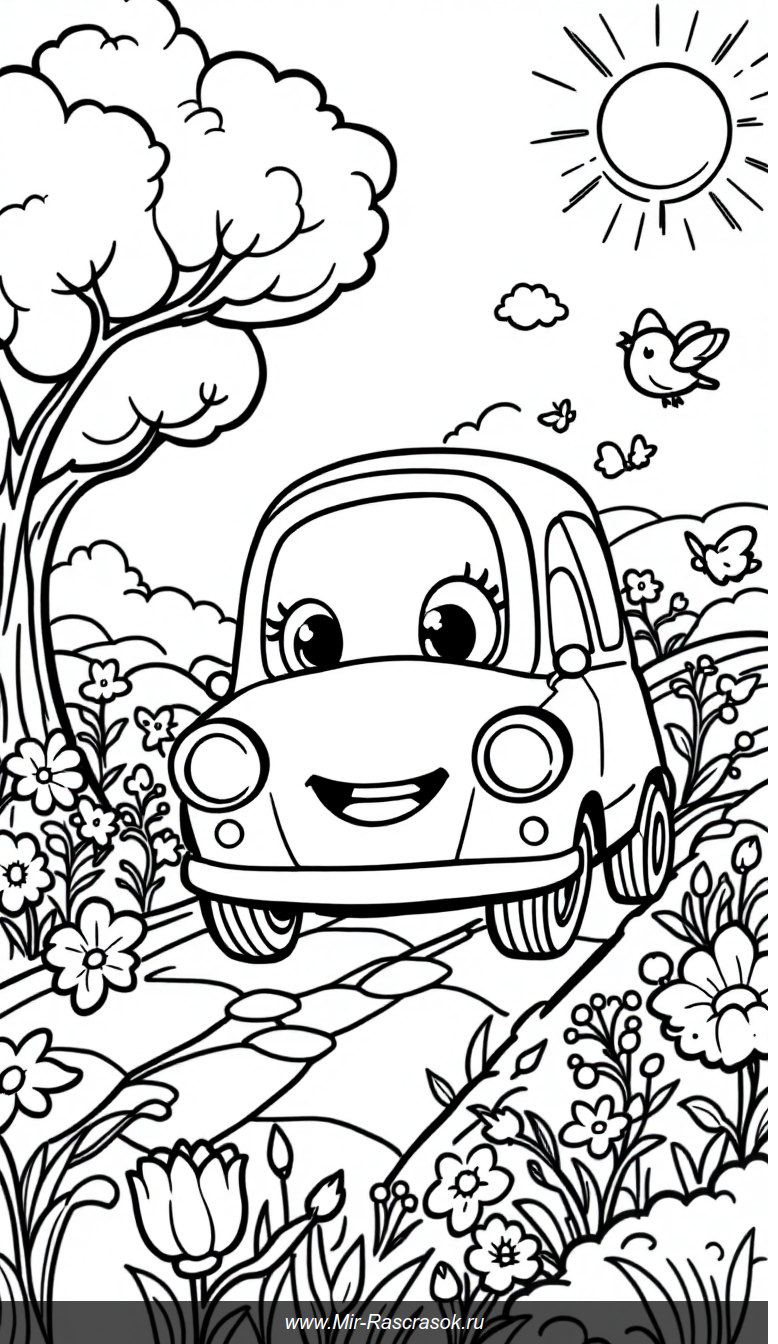 Веселая маленькая машинка для легкого раскрашивания детьми