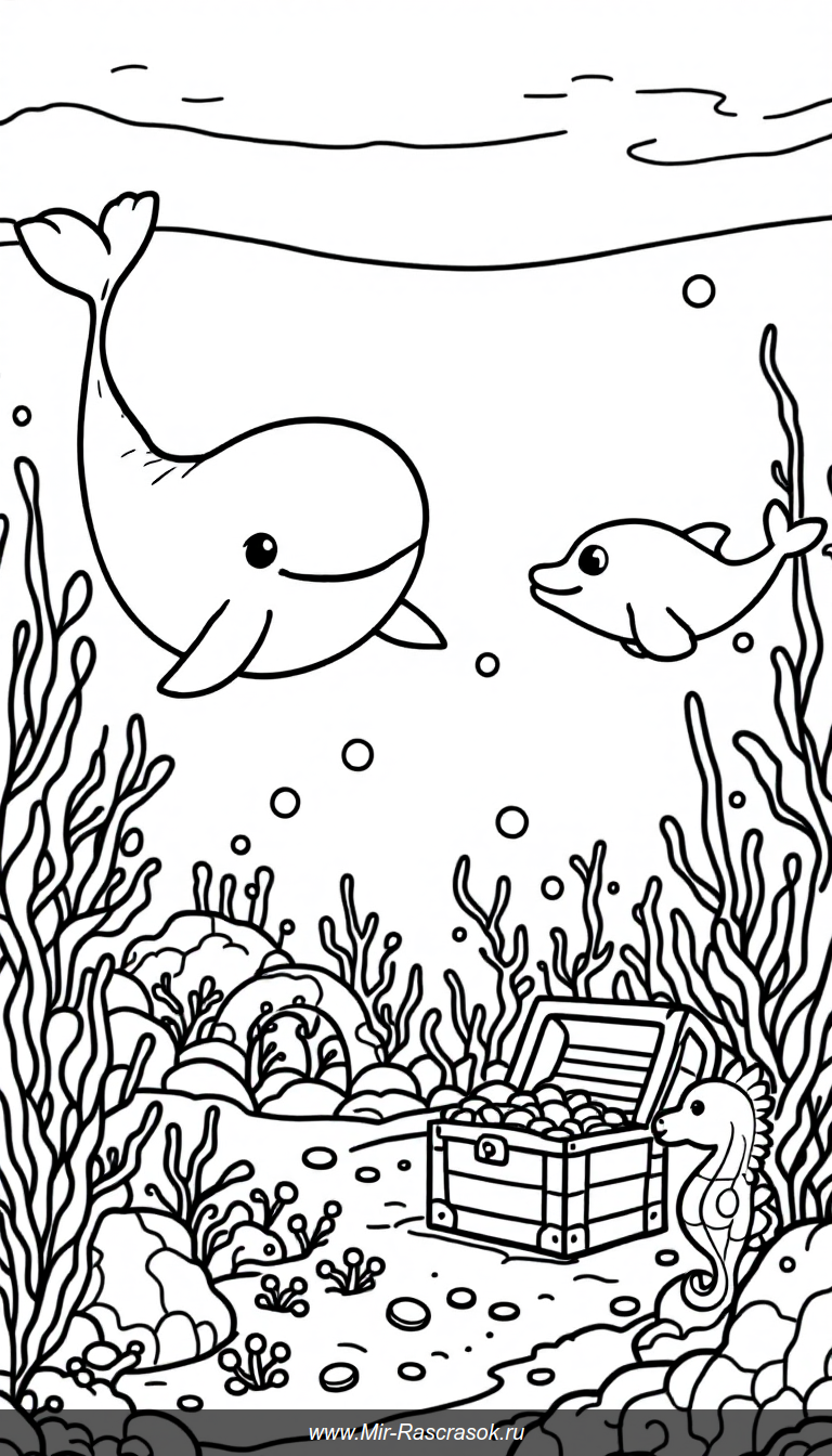 Подводные приключения для раскраски