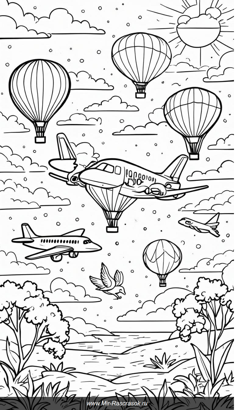 Волшебное небо: раскрасьте мир разноцветных самолетов и шаров