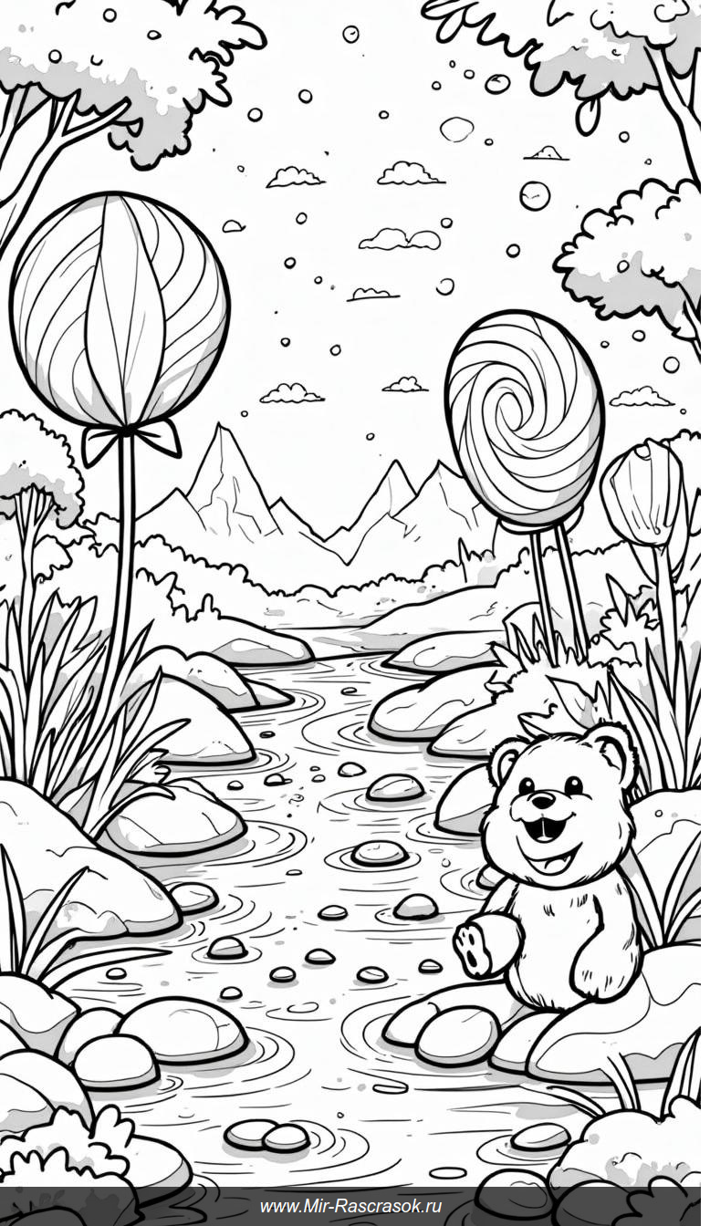 Волшебная страна сладостей раскраска