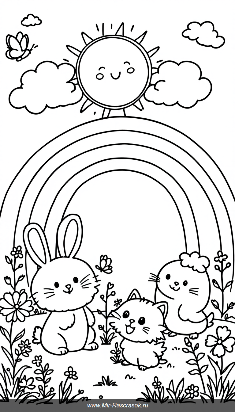 Веселые радуги для детской раскраски