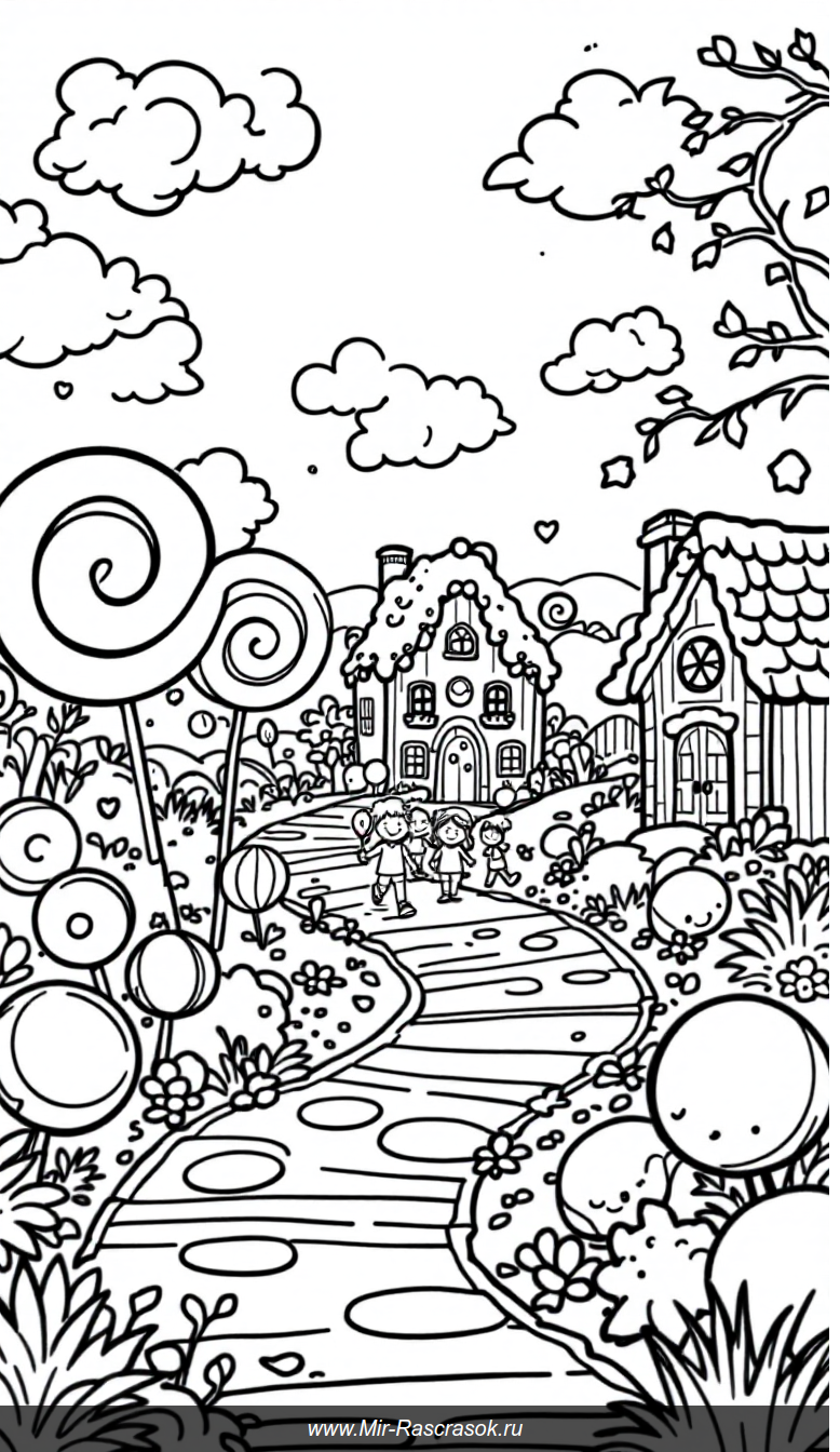 Волшебный мир конфет для раскрашивания радость и веселье детям
