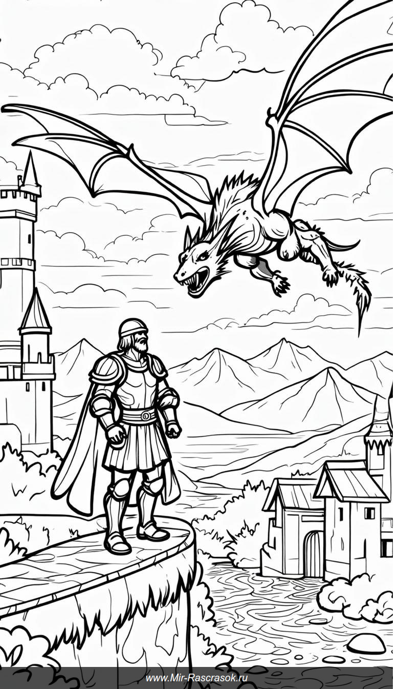 Храбрый рыцарь против дракона