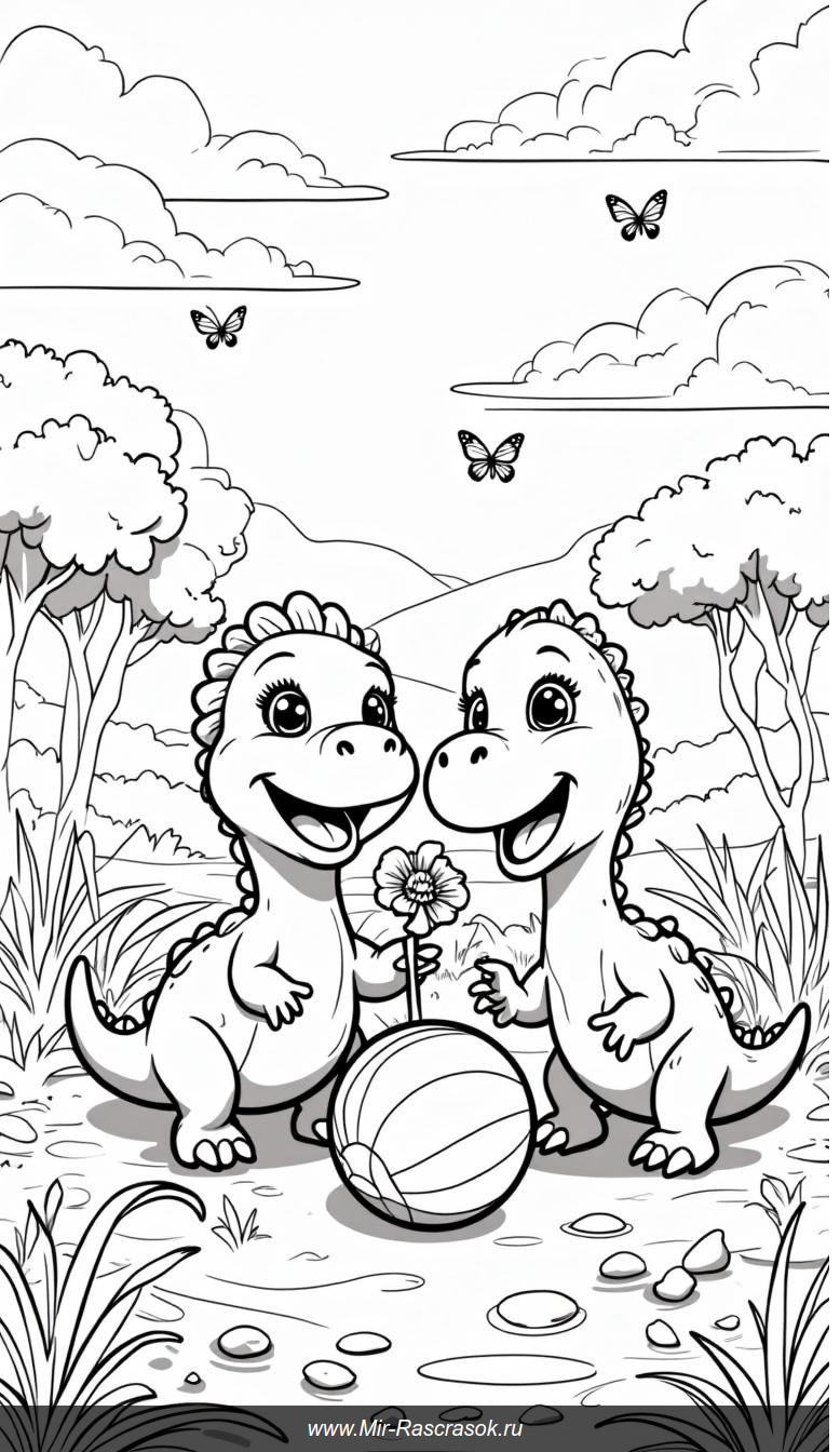 Веселые динозаврики в доисторическом мире