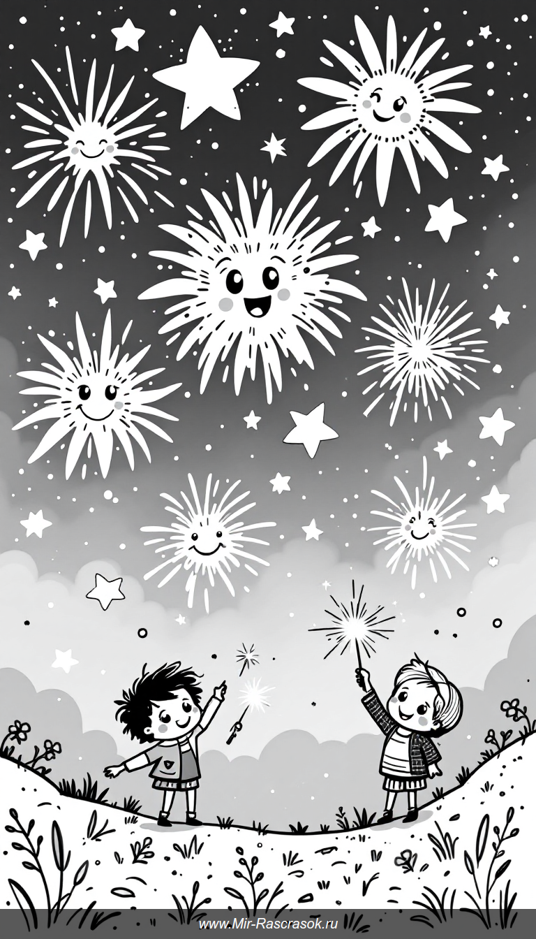Волшебство фейерверков и звезд для детей