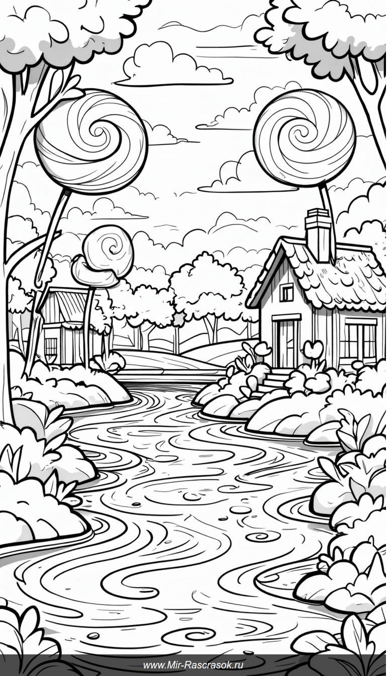 Рисунки из волшебной страны сладостей для весёлого раскрашивания