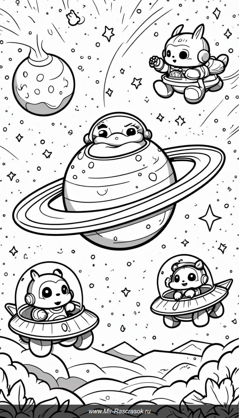 Космическое раскрашивание с роботами и загадочным спутником