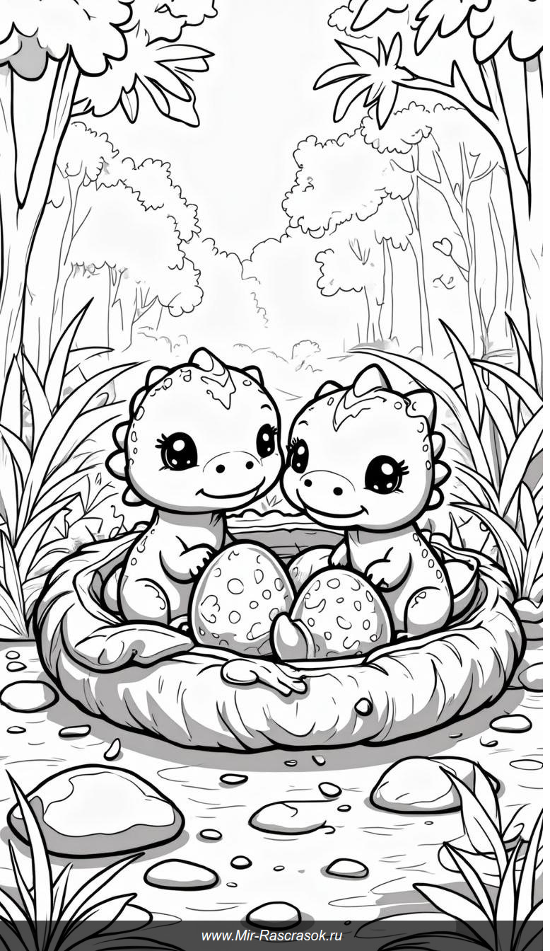 Милые динозаврики вылупляются из яиц