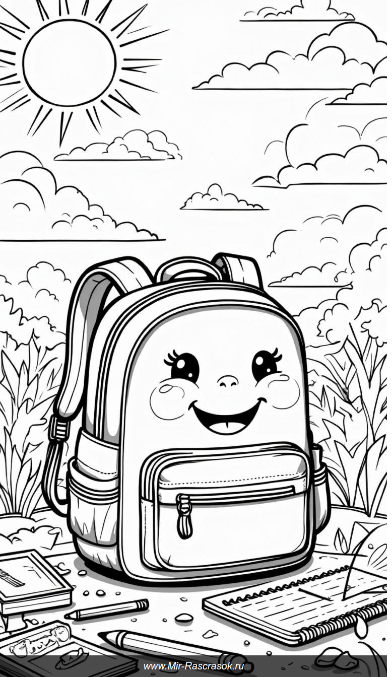 Веселый школьный рюкзак с канцтоварами