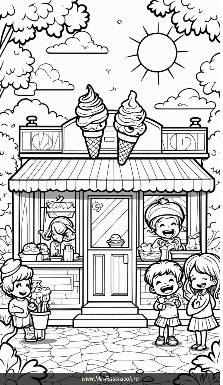 Веселое мороженое: раскраска для радости и творчества