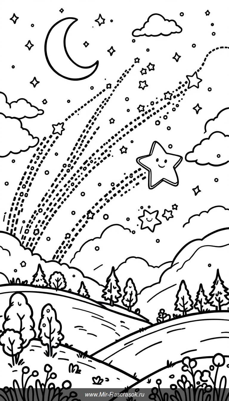 Красочные падающие звёзды для детского творчества