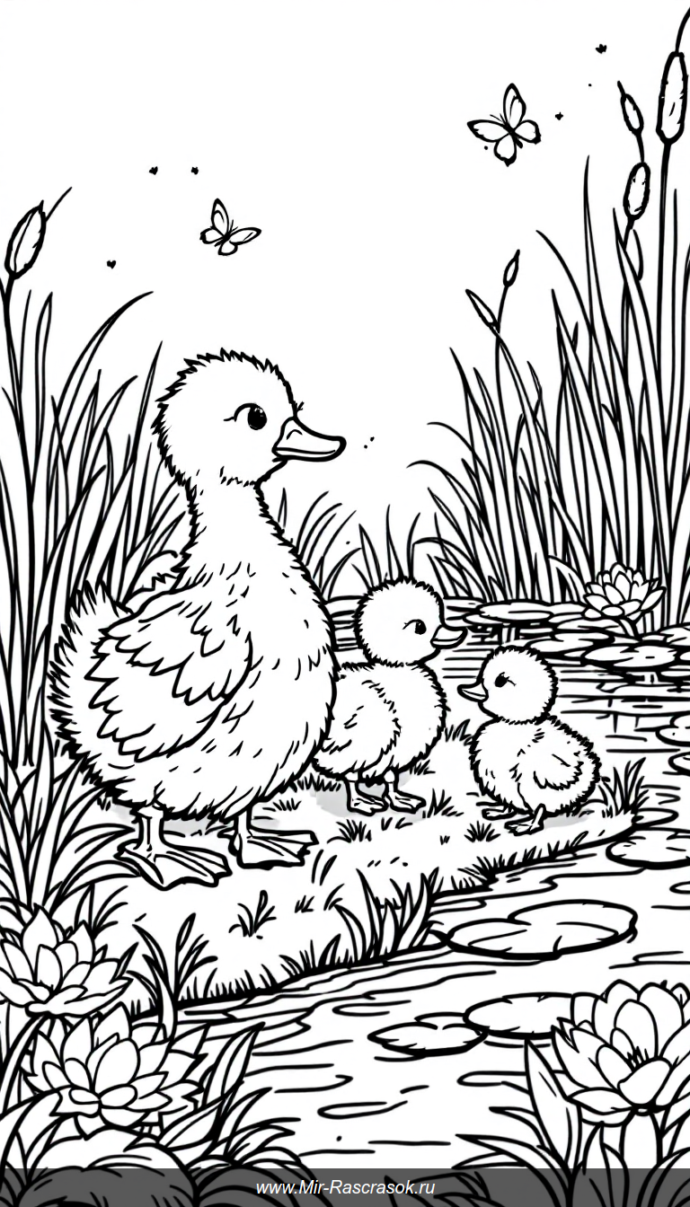 Милые утята для раскраски детей