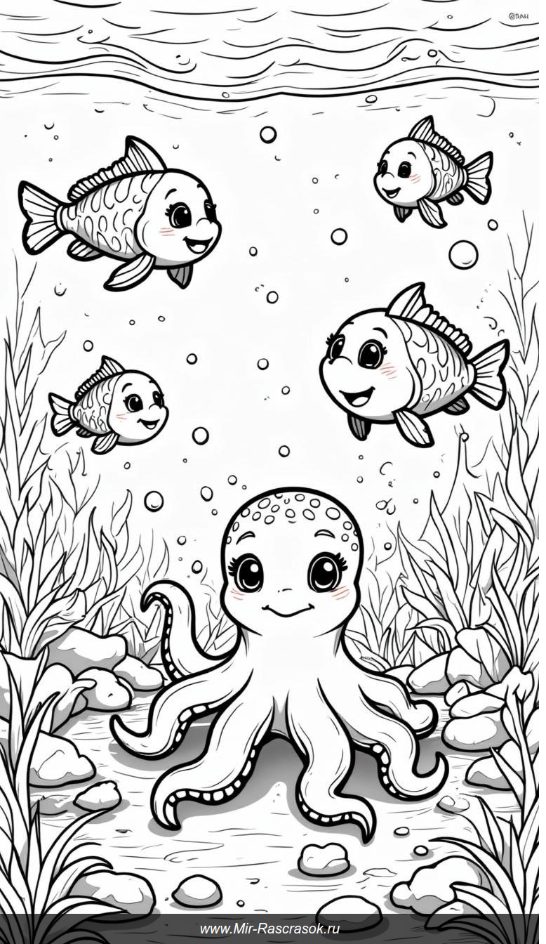 Подводный мир в раскраске