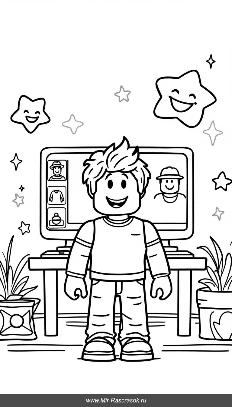 Веселое раскрашивание аватара Roblox и детской игры с простыми элементами