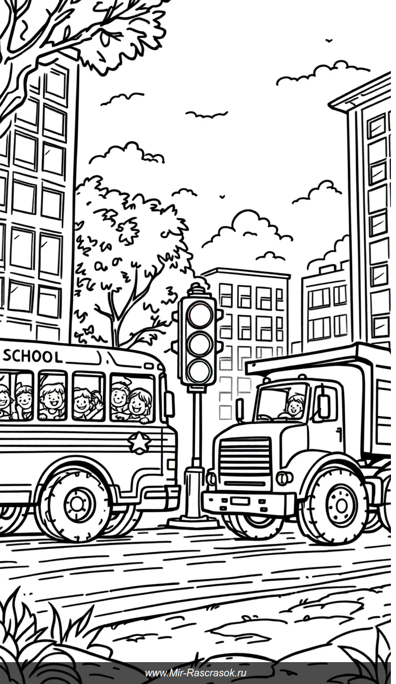 Весёлый городской уголок для раскрашивания детскими руками