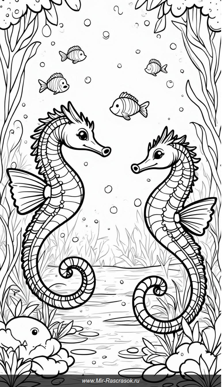 Раскрасим океан: волшебные морские коньки и яркие кораллы