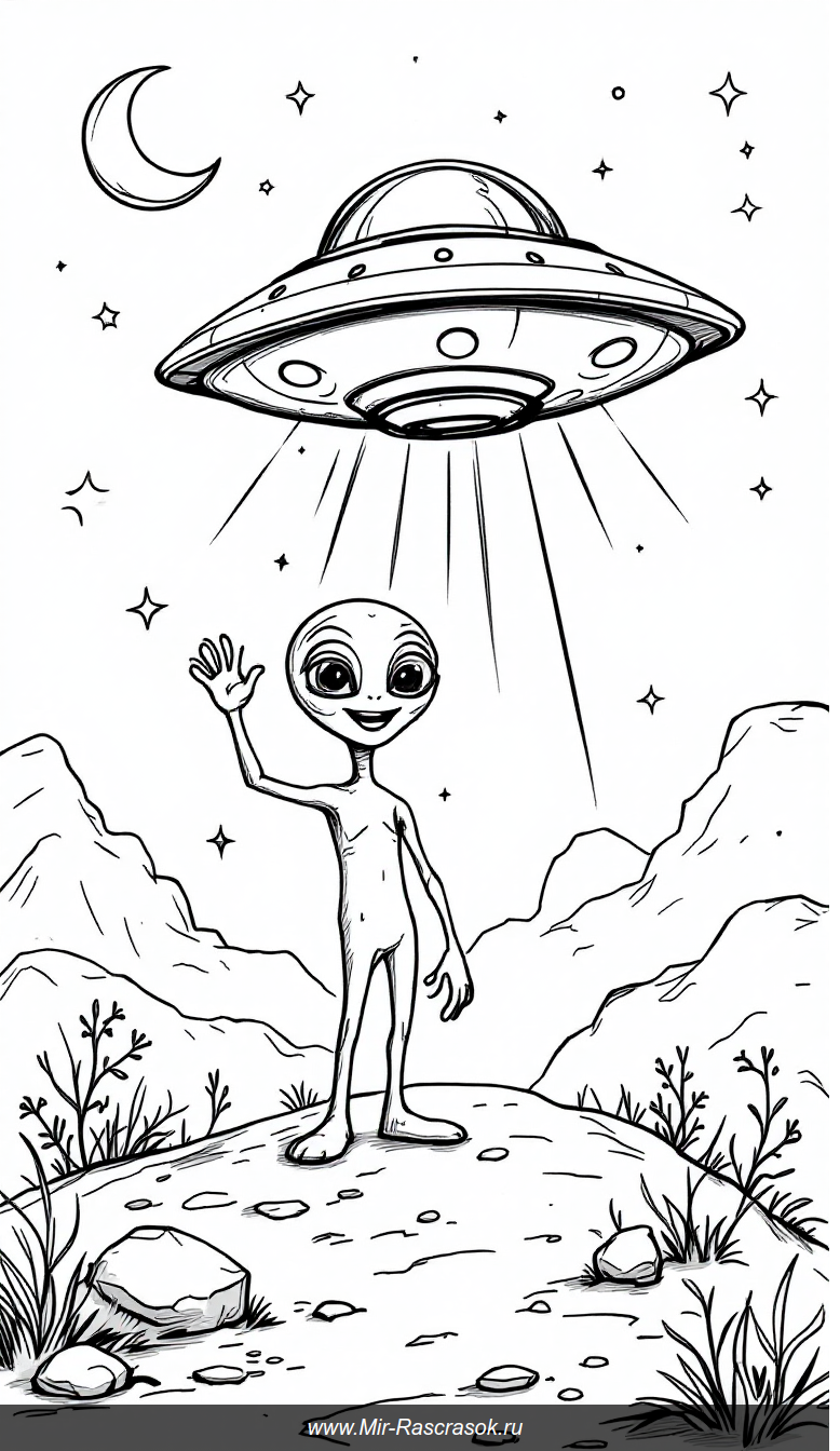 Дружелюбный инопланетянин и НЛО Как раскрашивать и творить