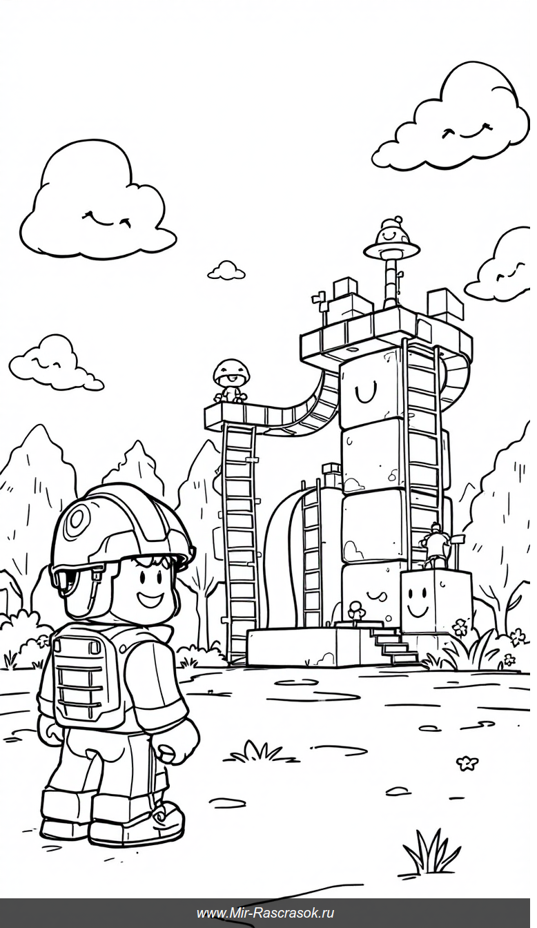 Веселое приключение Roblox: раскраска с простыми препятствиями для детей