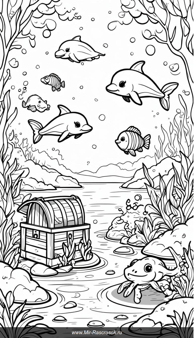 Подводный мир в раскраске ярких красок и волшебства