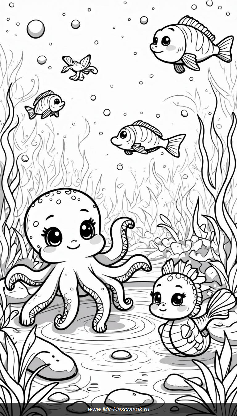 Подводный мир в раскраске