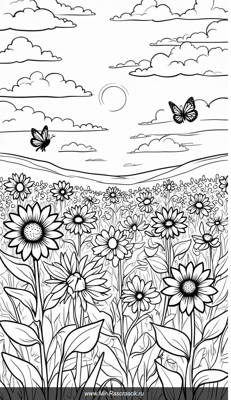 Рисуем весеннее настроение с подсолнухами и бабочками