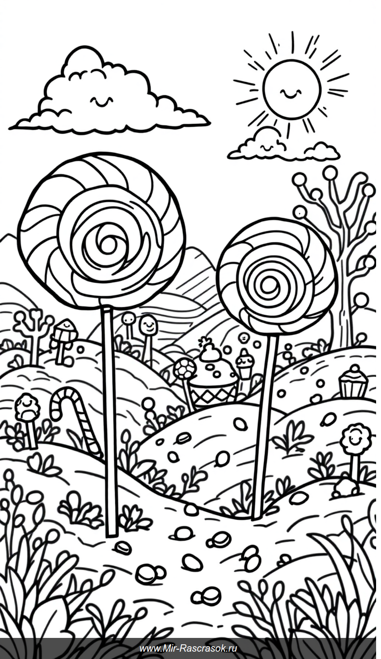 Волшебная страна сладостей для раскрашивания весело и легко