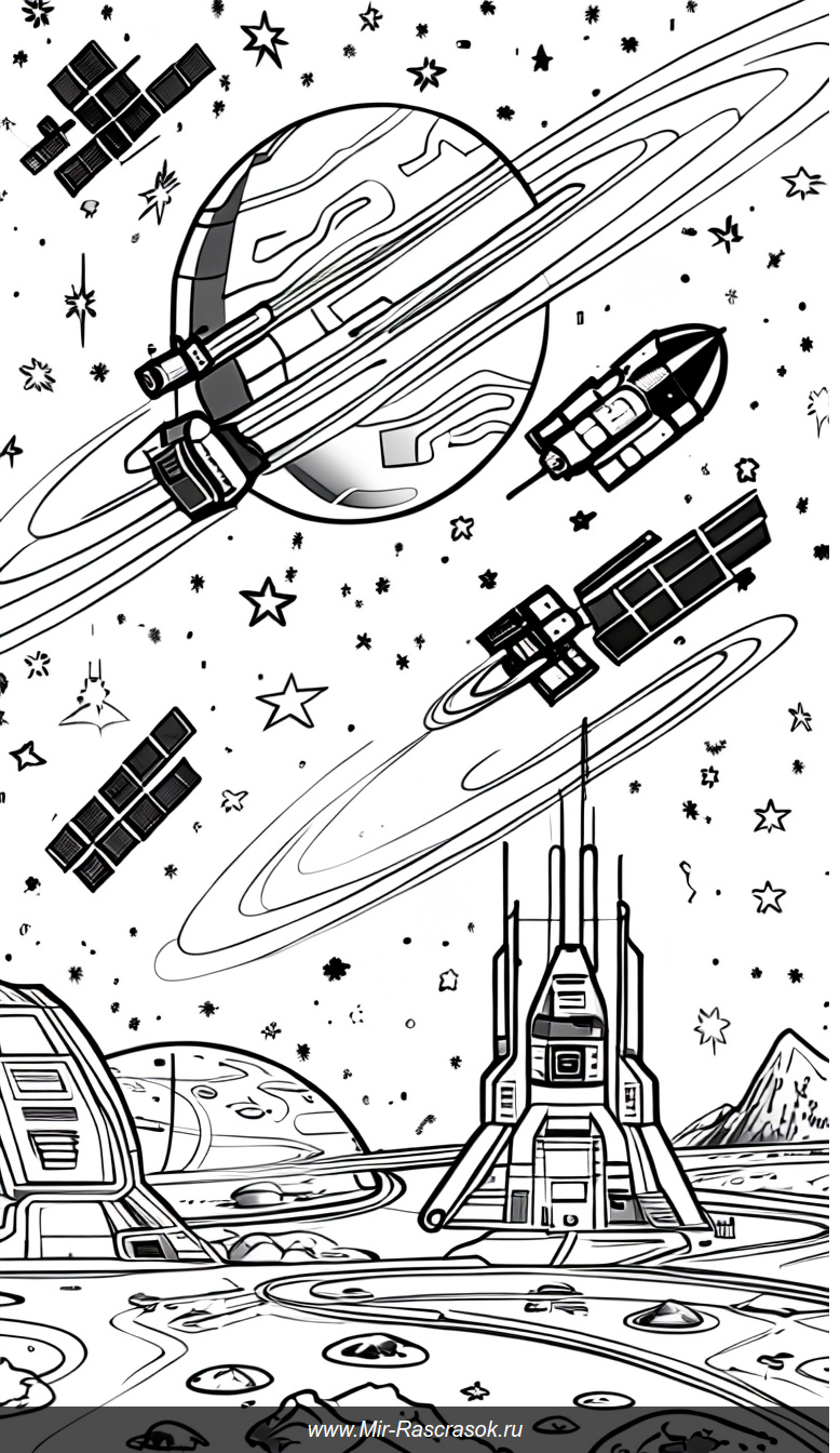 Раскраска космические приключения будущее планеты и звезд