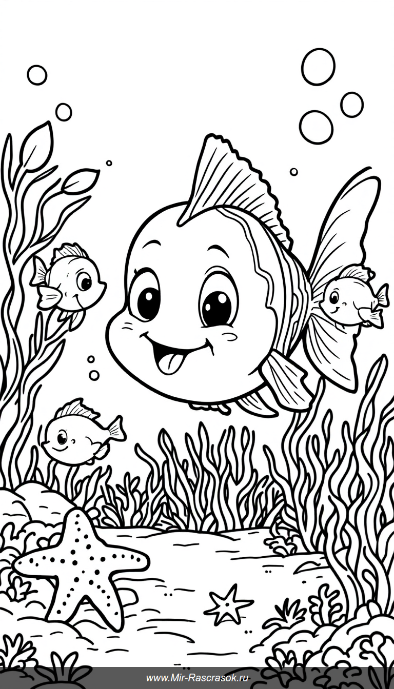 Погрузитесь в мир веселых рыбок с нашей раскраской 🐠🌊 Отличное занятие для детей развивающее фантазию и мелкую моторику 🎨 Идеально подходит для родителей и малышей чтобы вместе провести время с пользой и радостью 🐟✨ Попробуйте прямо сейчас и создайте свои подводные приключения!