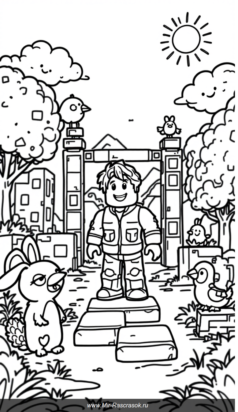 Дружелюбное приключение Roblox Обби раскраска для веселого творчества