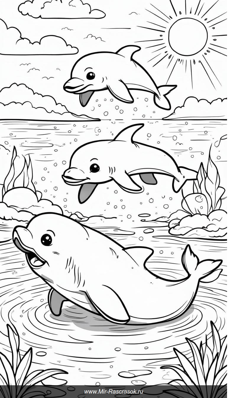 Игривые дельфины и киты в океанских глубинах